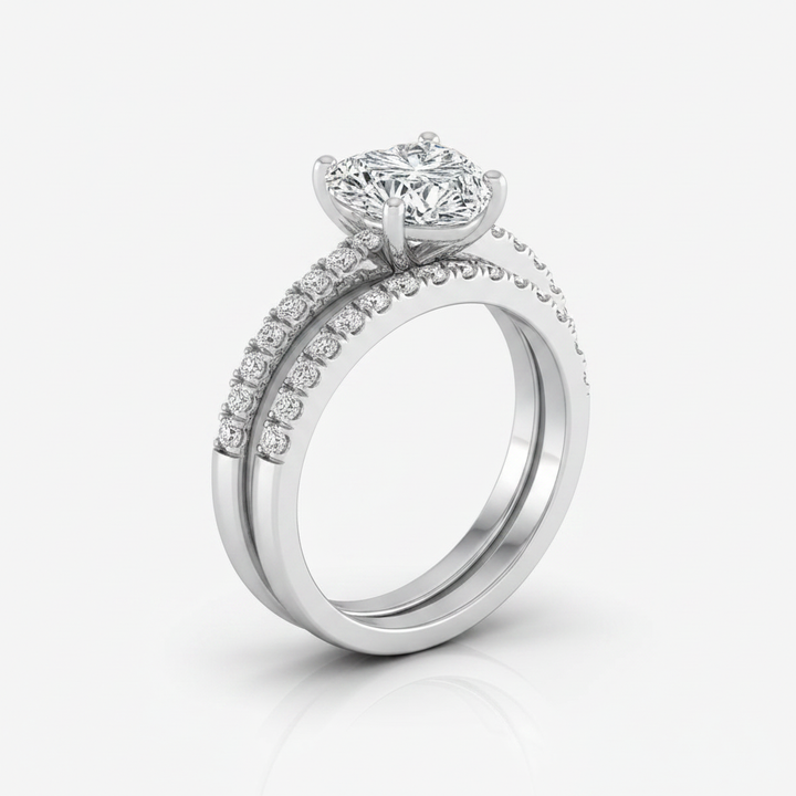 The Norah Matching Wedding Band, Heart in Platinum | RockHer