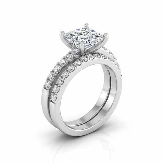The Norah Matching Wedding Band, Princess in Platinum