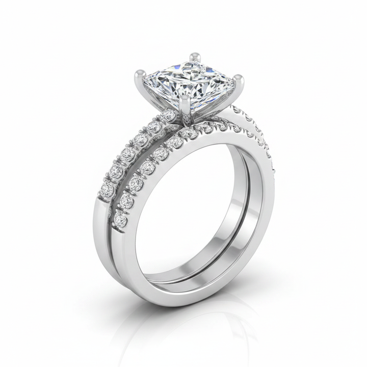 The Norah Matching Wedding Band, Princess in Platinum | RockHer