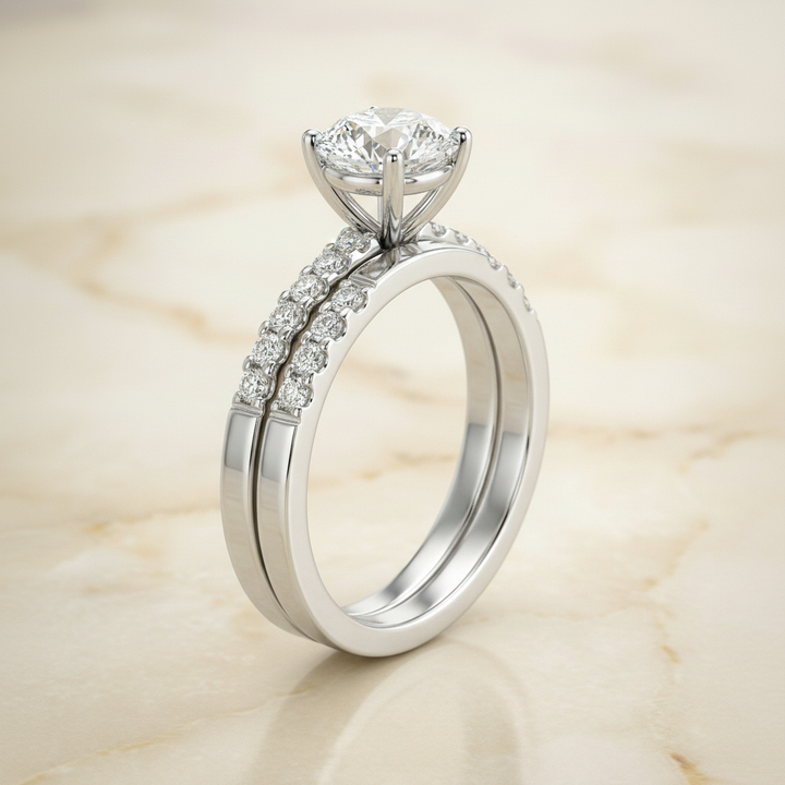 The Olivia Matching Wedding Band, Round in 18K White Gold