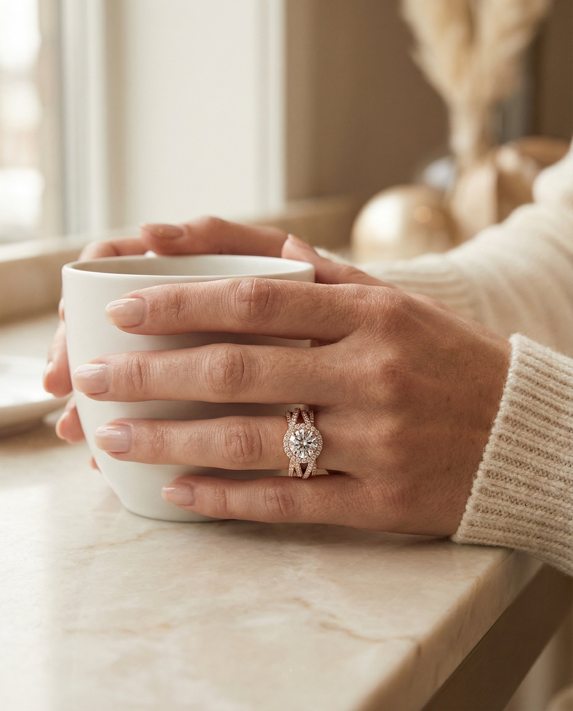 Made to order: The Rosina round engagement ring setting in 14K Rose Gold | RockHer