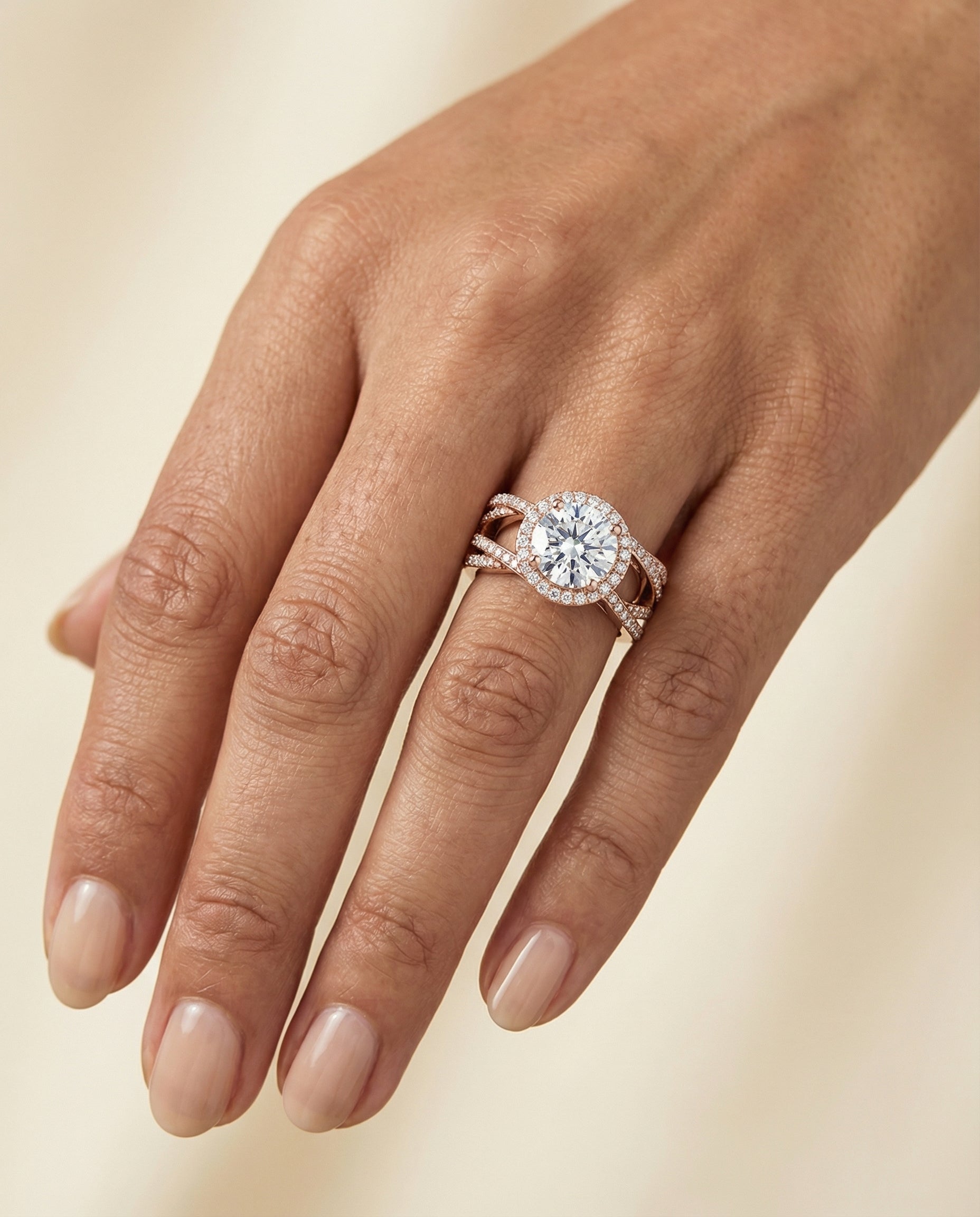 The Rosina setting for round diamonds, made to order in 14K Rose Gold | RockHer