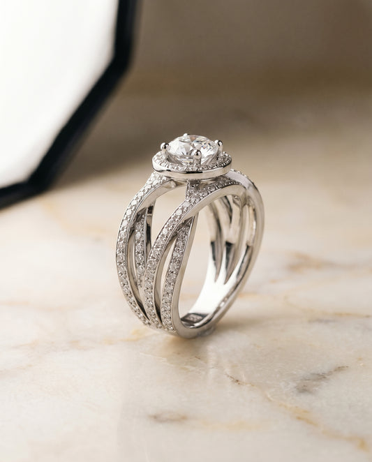 Open Intertwined Pavé Row in 18K White Gold