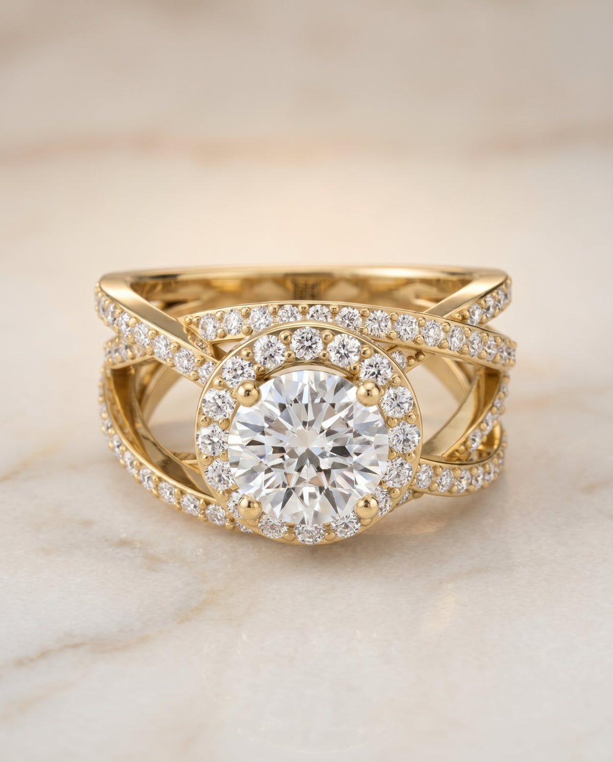 The Rosina round engagement ring setting in 18K Yellow Gold | RockHer