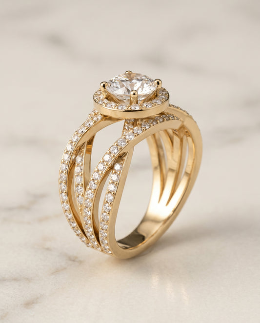 Open Intertwined Pavé Row in 18K Yellow Gold