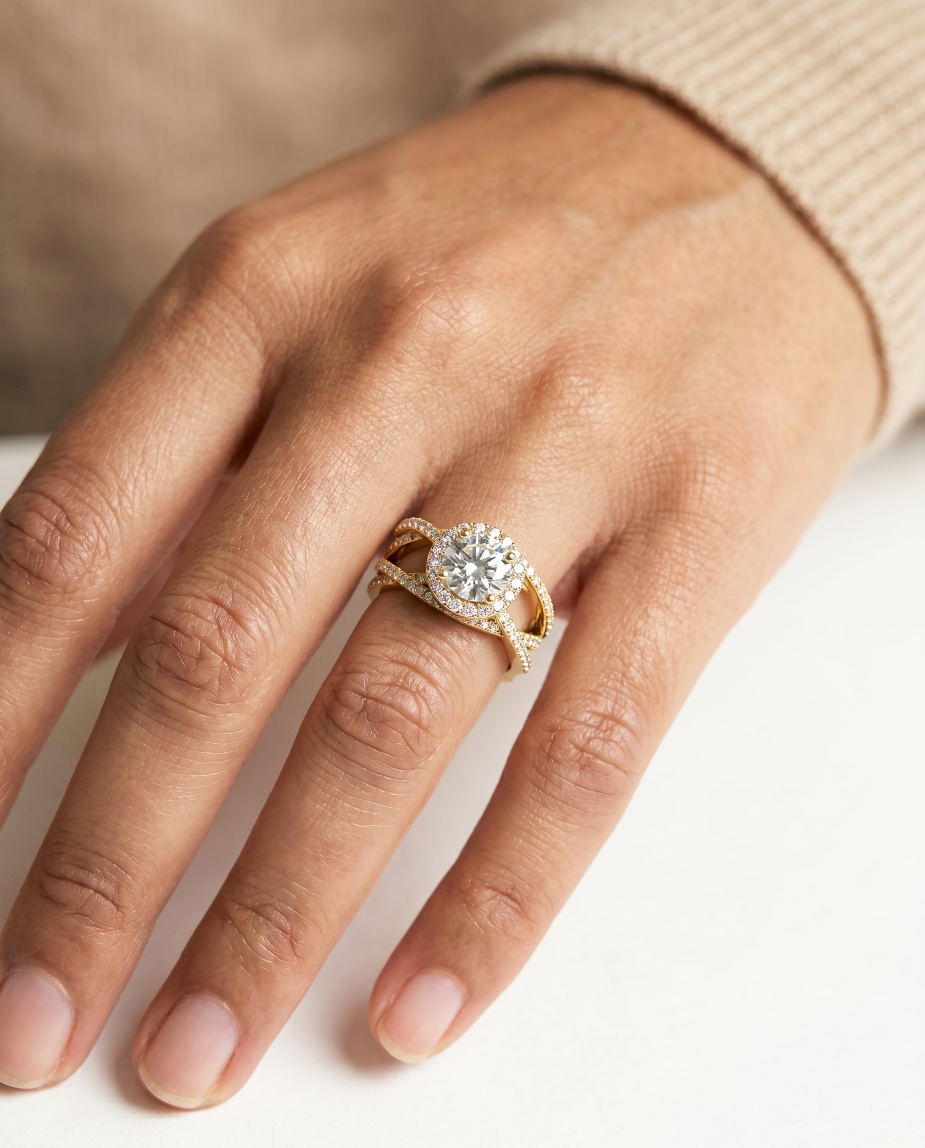 The Rosina setting for round diamonds, made to order in 18K Yellow Gold | RockHer