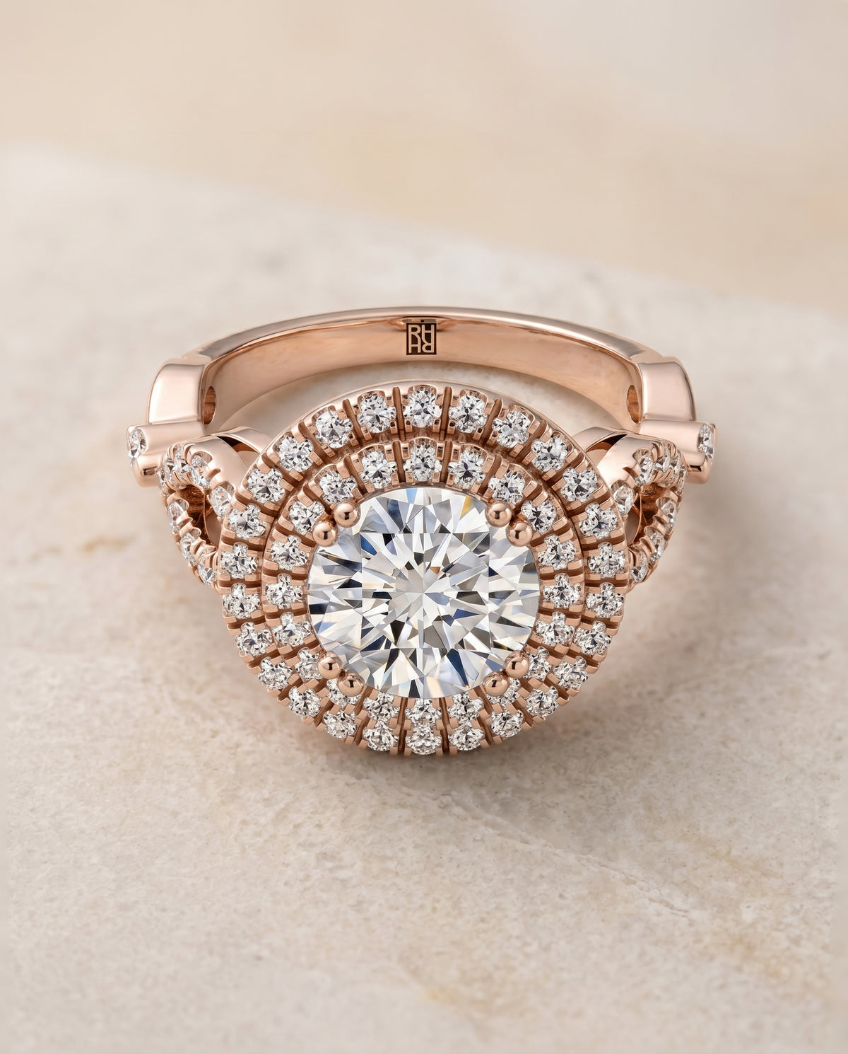 The Calypso round engagement ring setting in 14K Rose Gold | RockHer