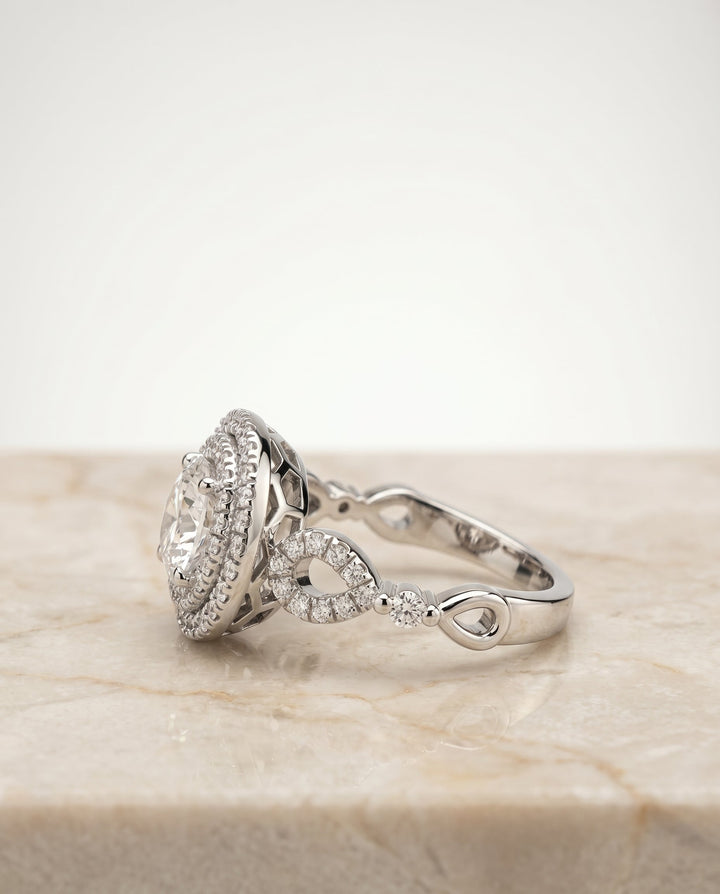 Calypso Select Open Side Double Halo in 18K White Gold – view 2