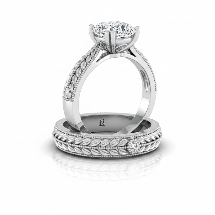 The Ophelia Matching Wedding Band, Cushion in 18K White Gold | RockHer