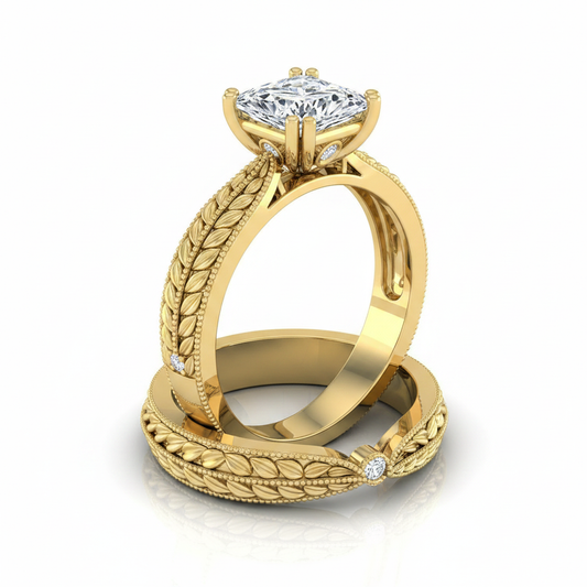 The Ophelia Matching Wedding Band, Princess in 18K Yellow Gold