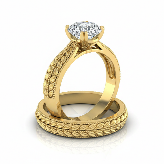 The Ophelia Matching Wedding Band, Round in 18K Yellow Gold