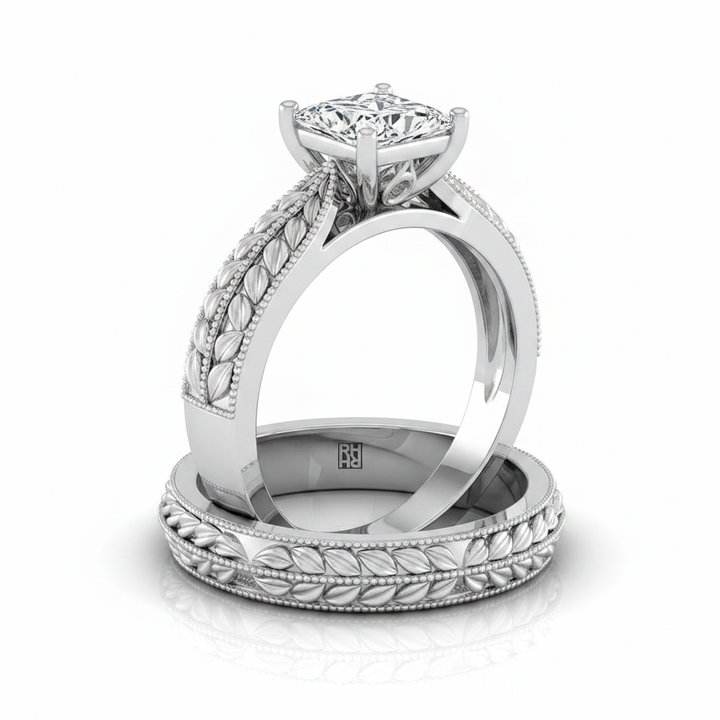 The Ophelia Matching Wedding Band, Princess in Platinum | RockHer