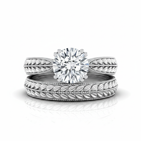 The Ophelia Matching Wedding Band, Round in Platinum