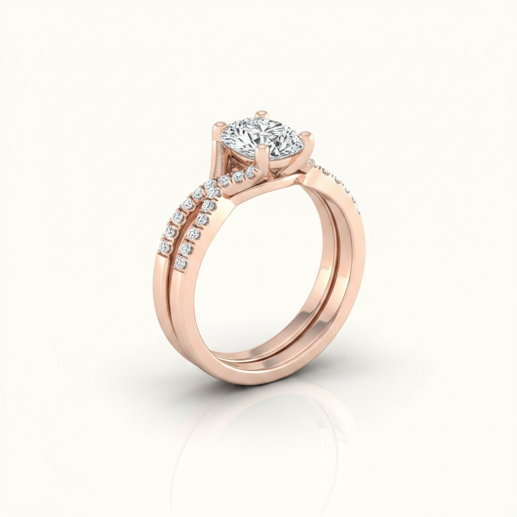 The Ottava Matching Wedding Band, Oval in 14K Rose Gold