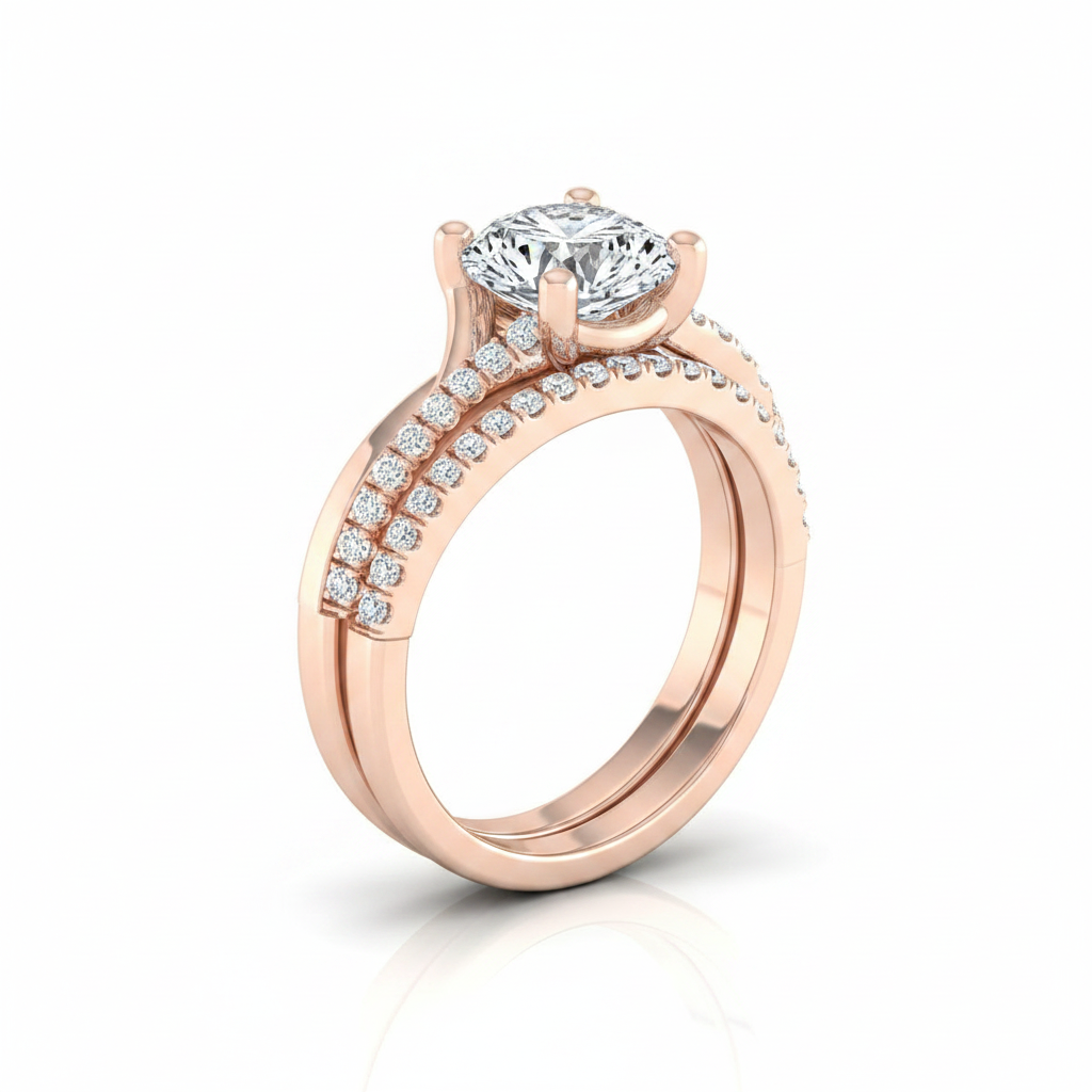 The Ottava Matching Wedding Band, Round in 14K Rose Gold