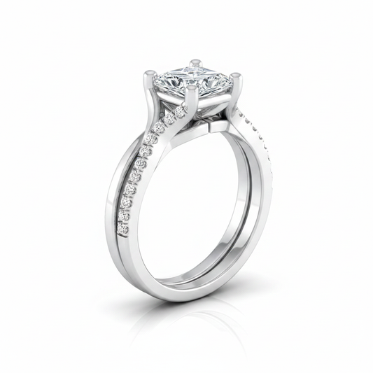 The Ottava Matching Wedding Band, Princess in 18K White Gold