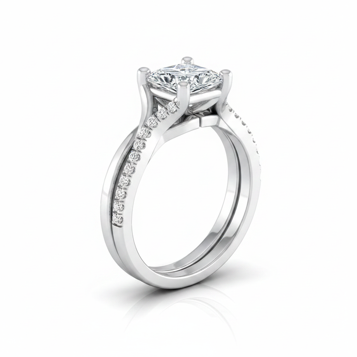 The Ottava Matching Wedding Band, Princess in 18K White Gold | RockHer