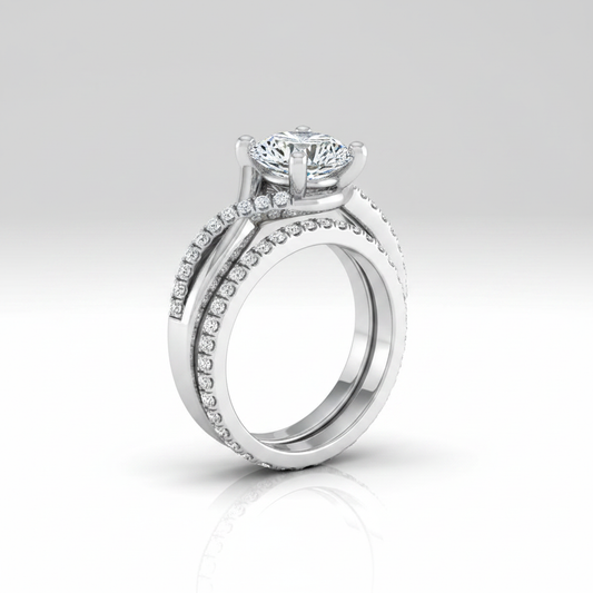 The Ottava Matching Wedding Band, Round in 18K White Gold