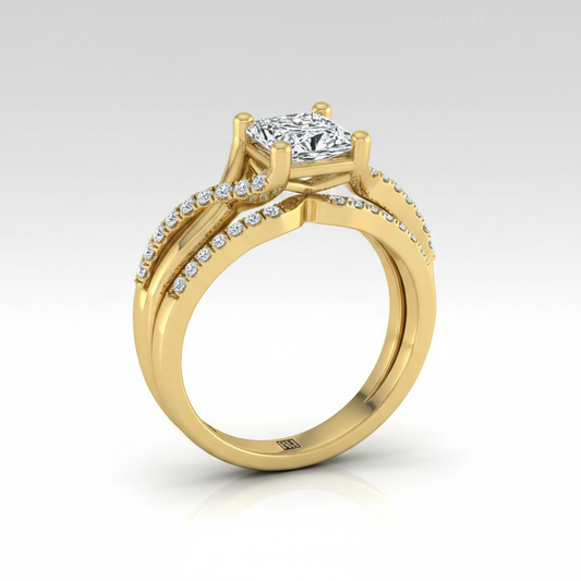 The Ottava Matching Wedding Band, Princess in 18K Yellow Gold
