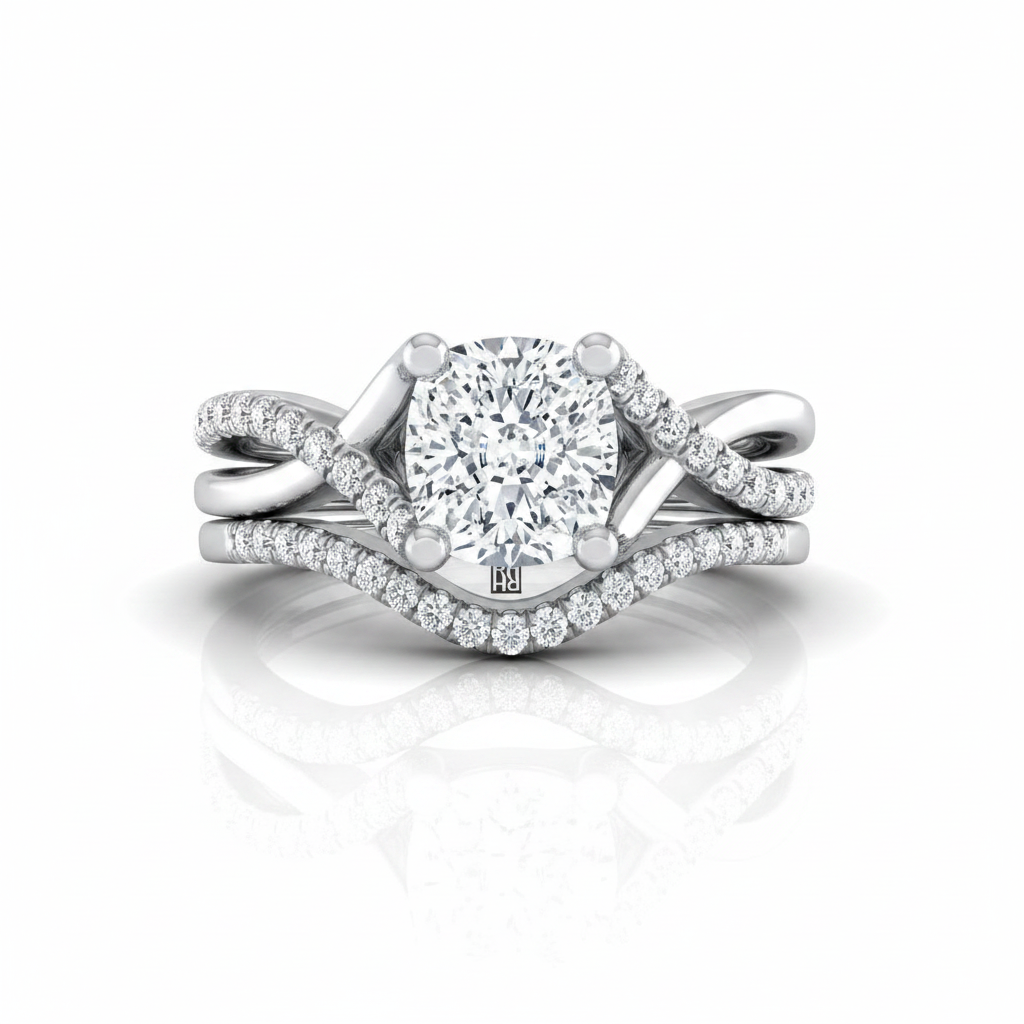 The Ottava Matching Wedding Band, Cushion in Platinum