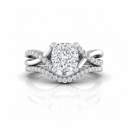 The Ottava Matching Wedding Band, Cushion in Platinum