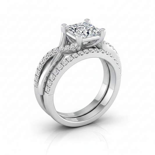The Ottava Matching Wedding Band, Princess in Platinum