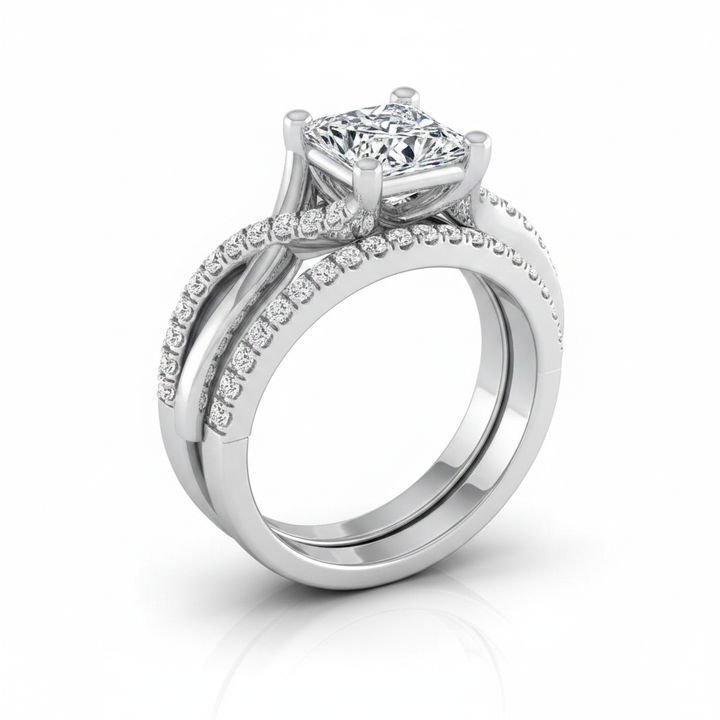 The Ottava Matching Wedding Band, Princess in Platinum | RockHer