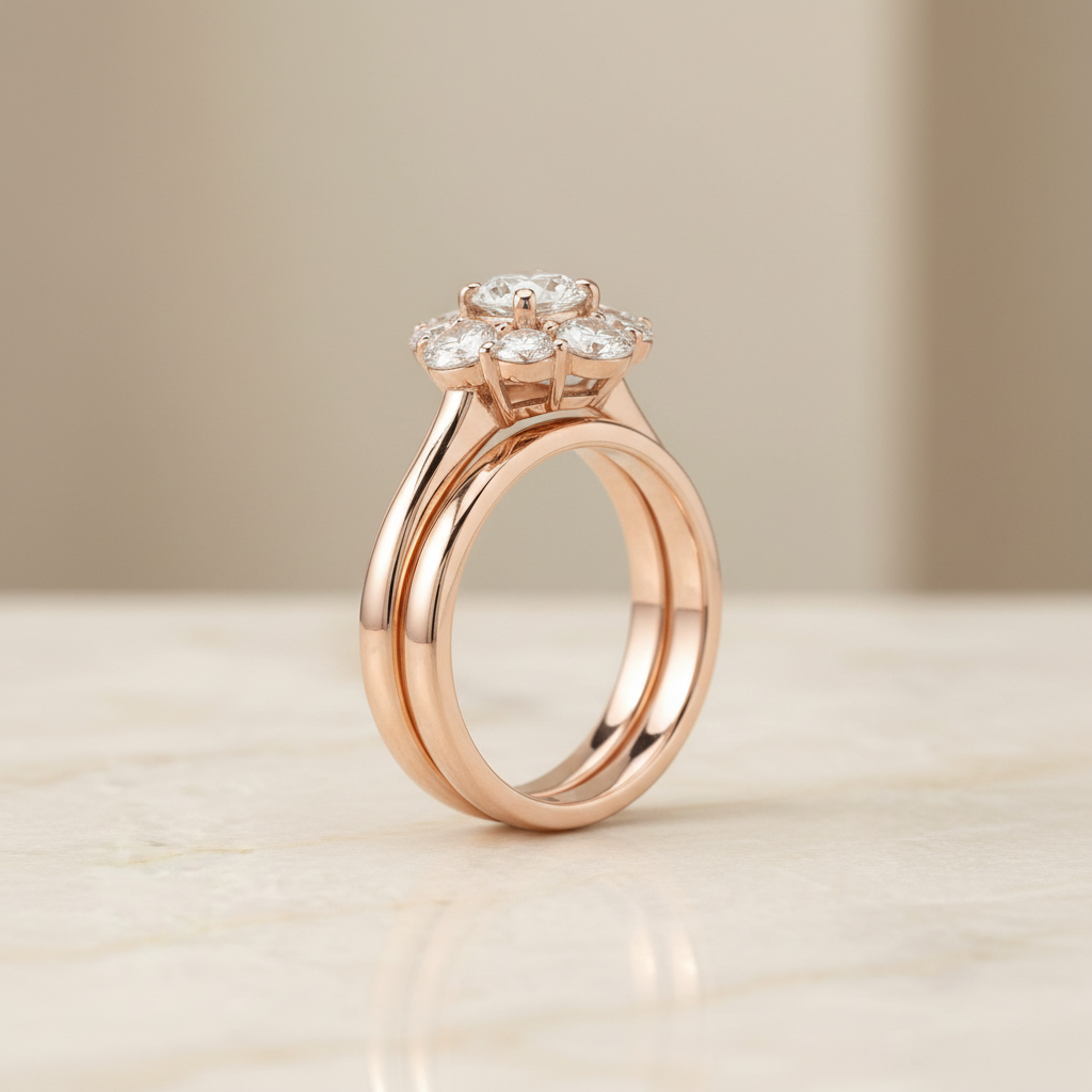 The Pamina Matching Wedding Band, Round in 14K Rose Gold