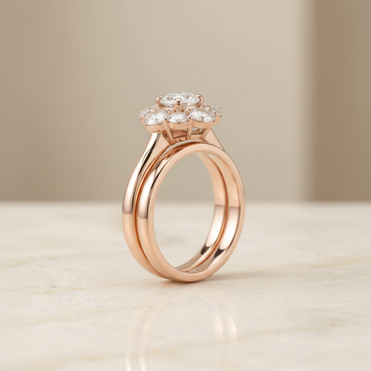 The Pamina Matching Wedding Band, Round in 14K Rose Gold