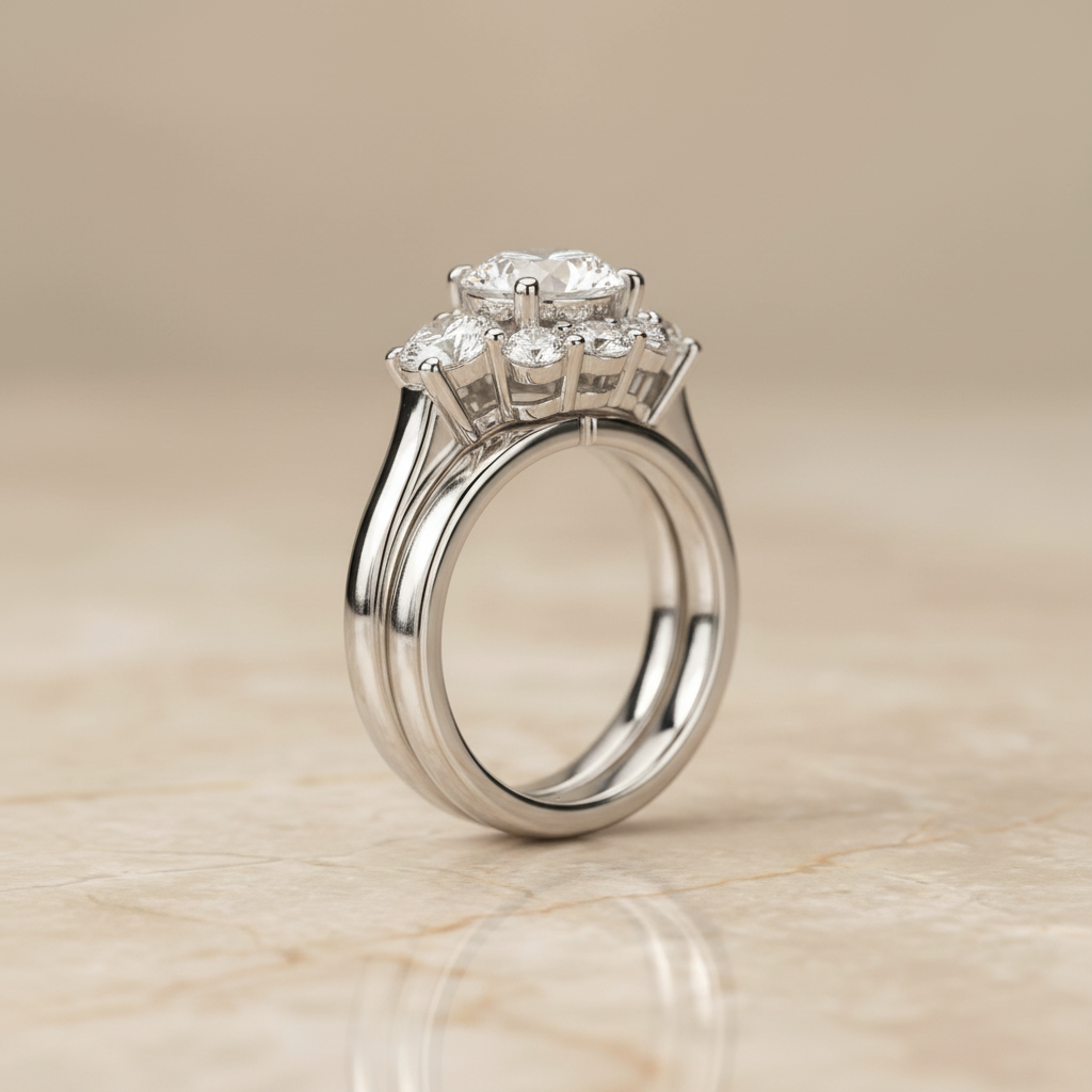 The Pamina Matching Wedding Band, Round in Platinum