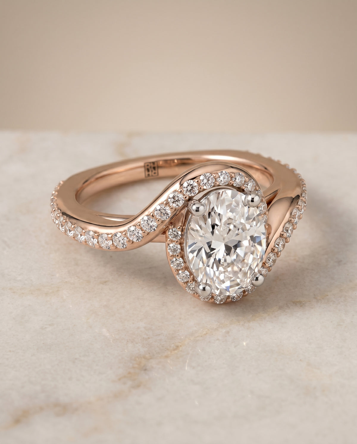 The Adelaide oval engagement ring setting in 14K Rose Gold | RockHer