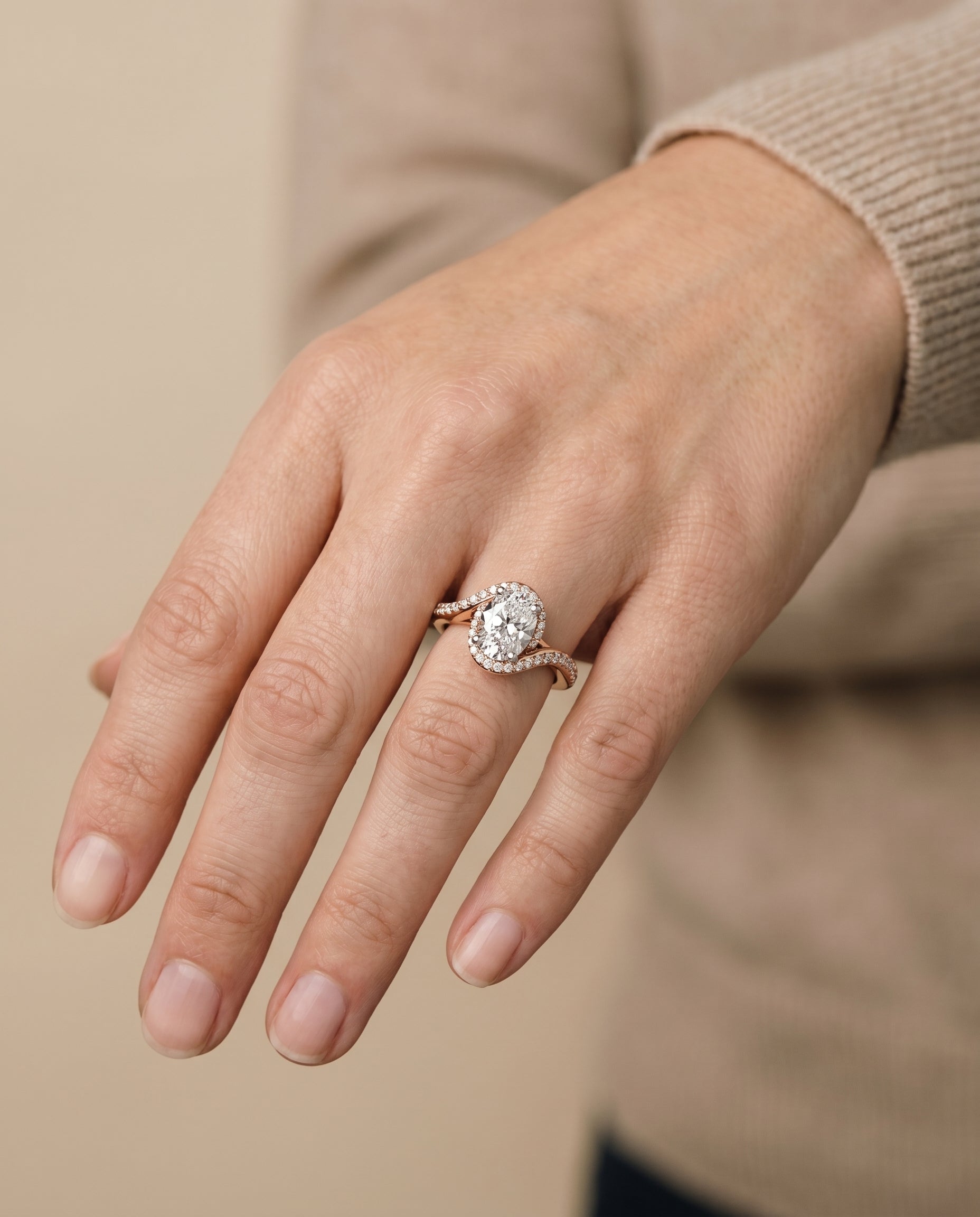 The Adelaide setting for oval diamonds, made to order in 14K Rose Gold | RockHer