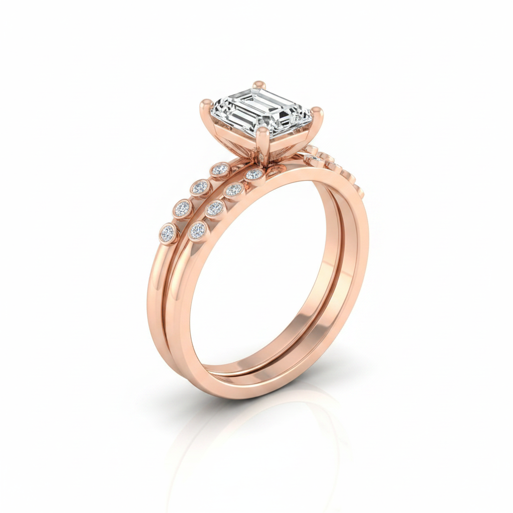 The Peggy Matching Wedding Band, Emerald in 14K Rose Gold