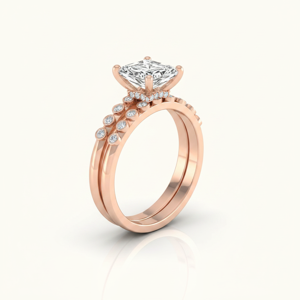 The Peggy Matching Wedding Band, Radiant in 14K Rose Gold