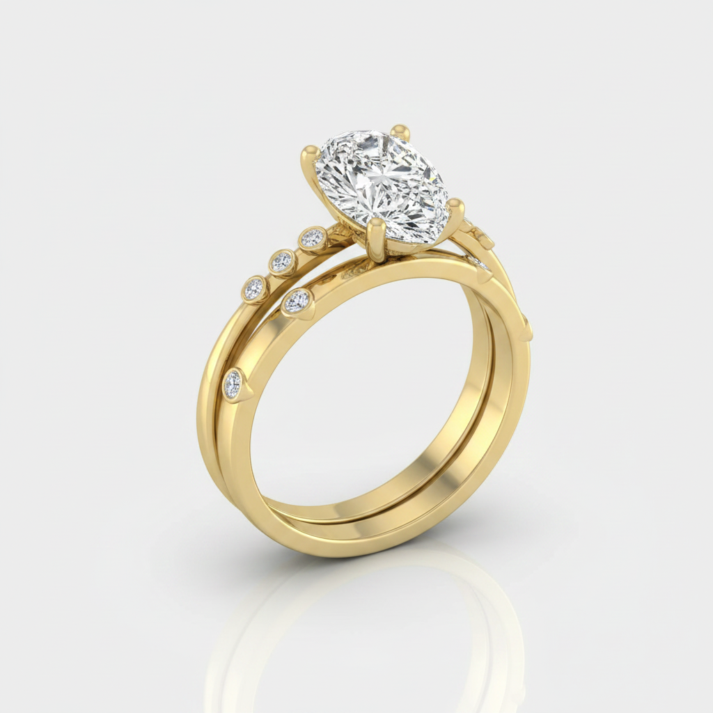 The Peggy Matching Wedding Band, Princess in 18K Yellow Gold