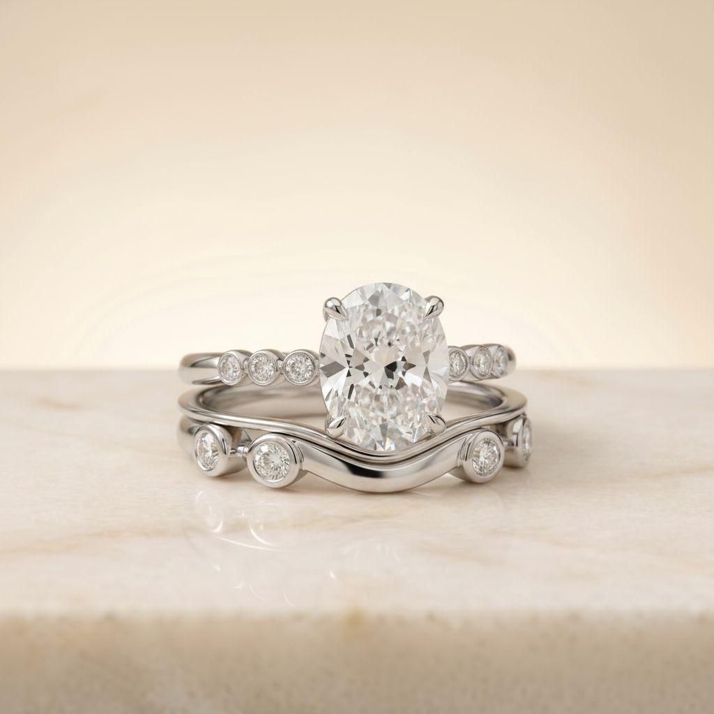 The Peggy Matching Wedding Band, Oval in Platinum