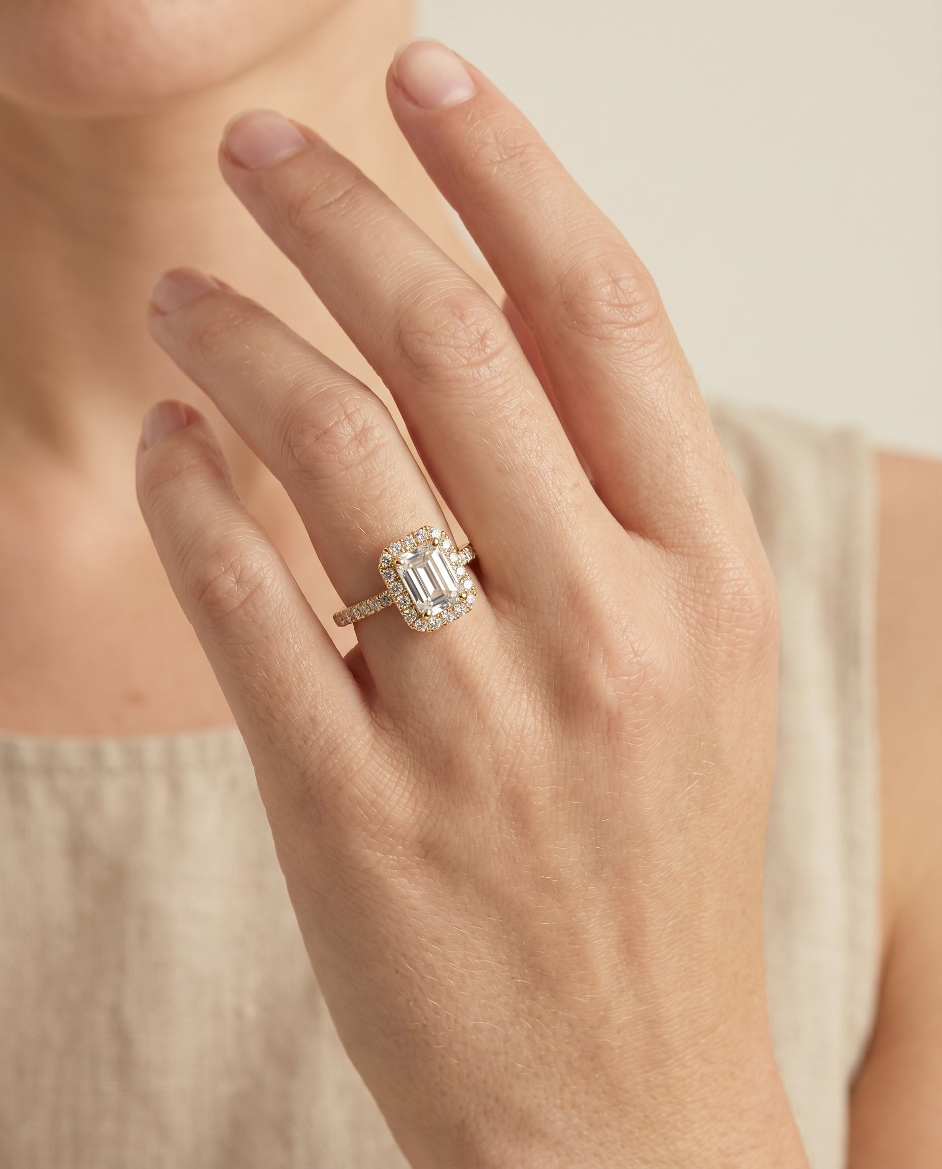 The Dylan setting for emerald diamonds, made to order in 18K Yellow Gold | RockHer