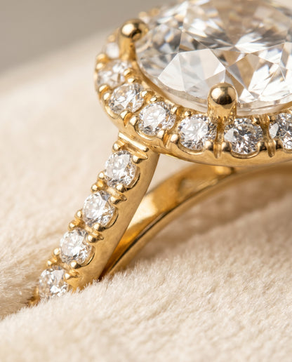The Dylan Petite French Pavé Halo Round Engagement Ring Setting in 18K Yellow Gold