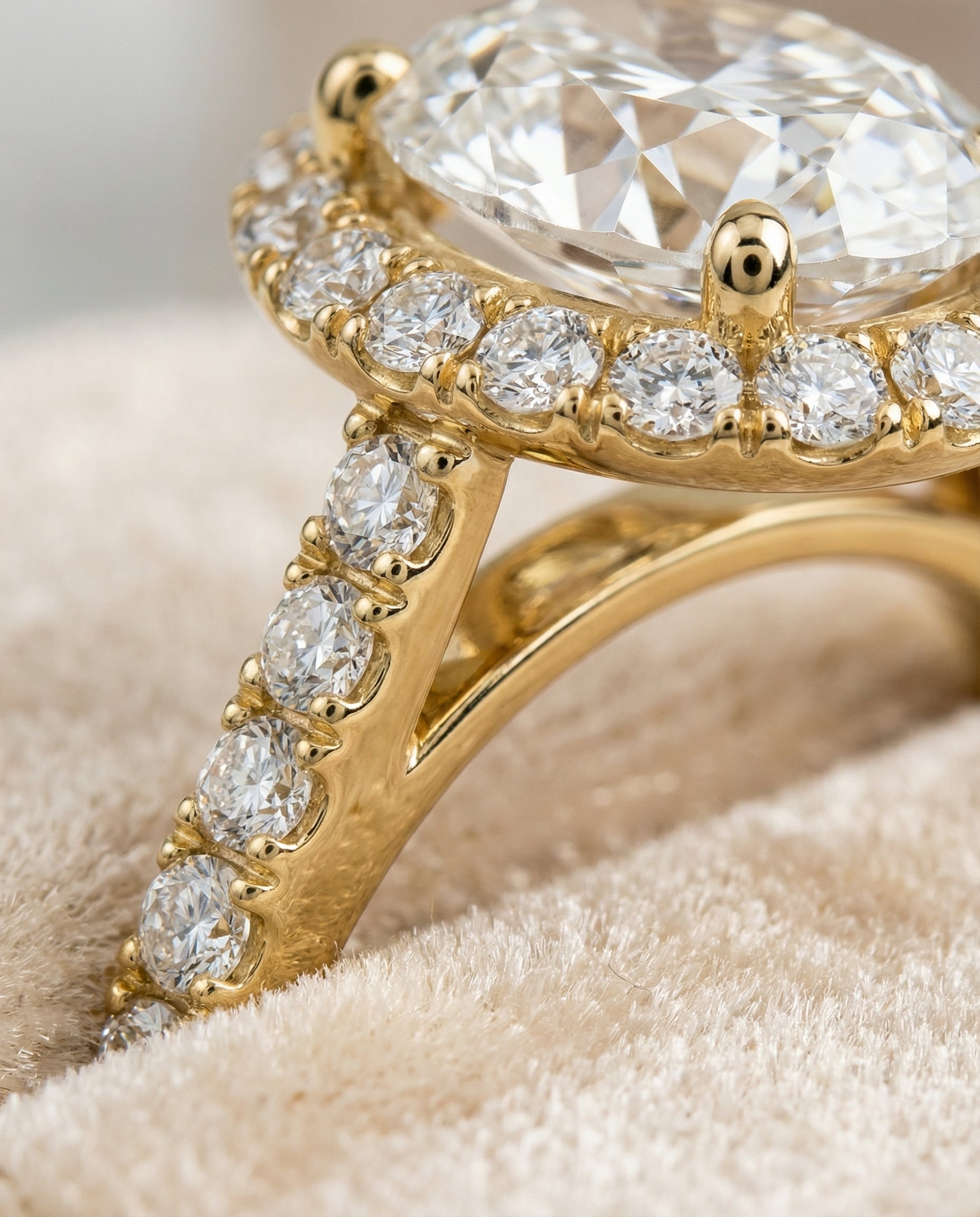 The Dylan setting for oval diamonds, made to order in 18K Yellow Gold | RockHer