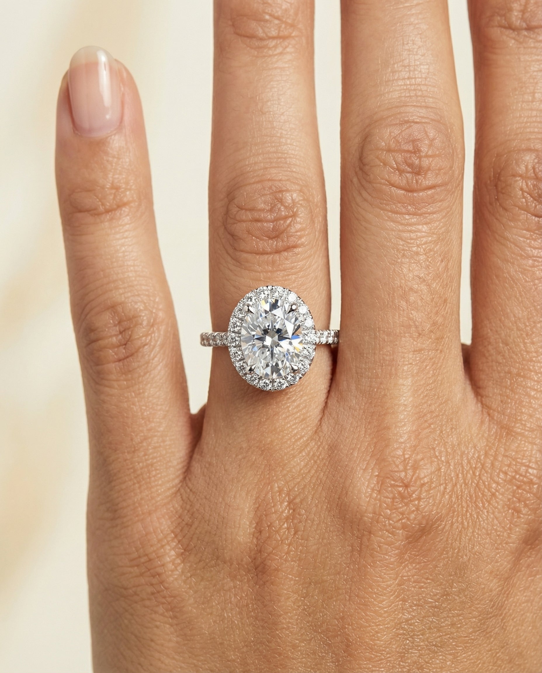 The Dylan engagement ring setting in 18K White Gold, petite french pavé halo design | RockHer