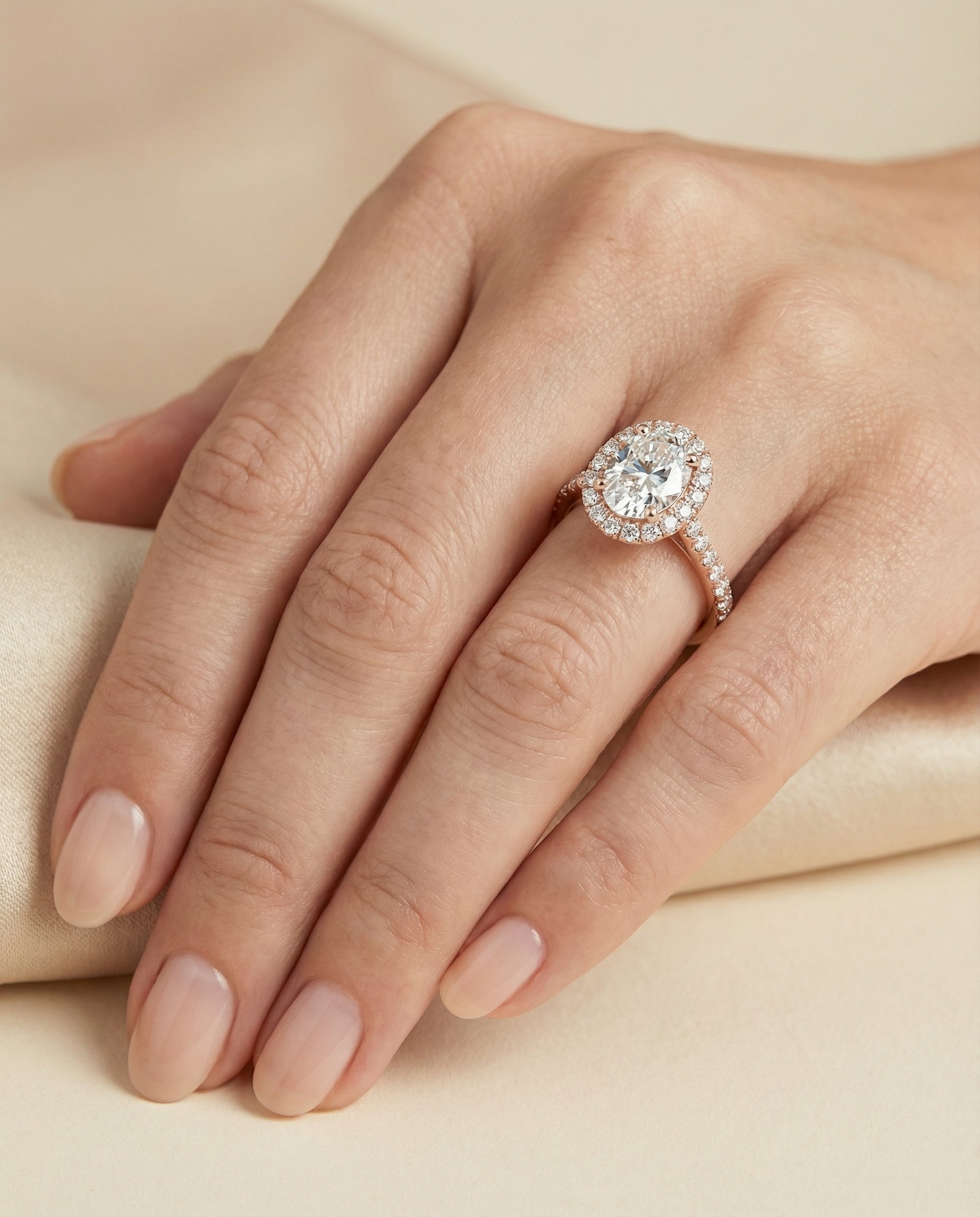 The Dylan setting for oval diamonds, made to order in 14K Rose Gold | RockHer