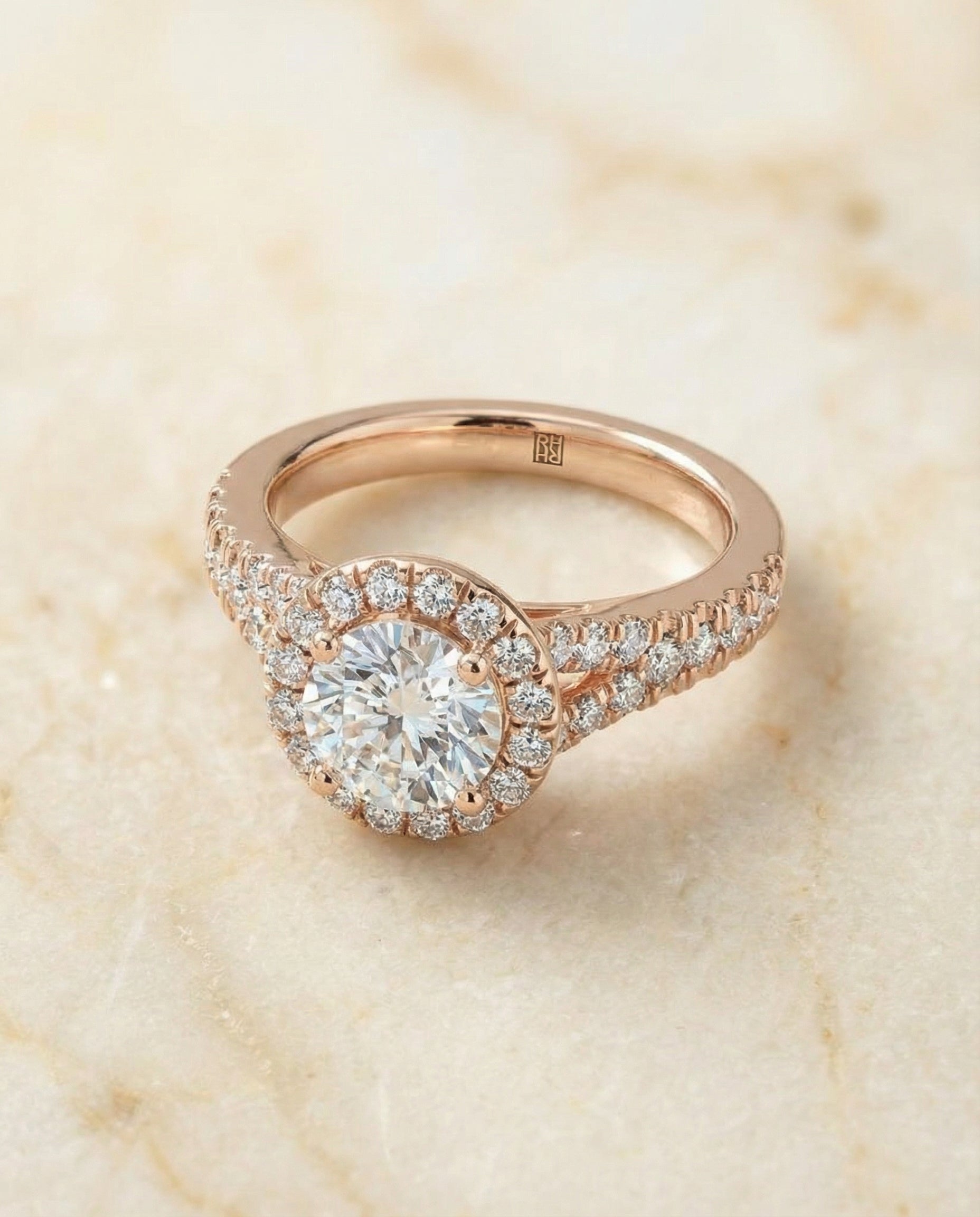 Calliope Select Petite Split Shank Halo in 14K Yellow Gold – view 1