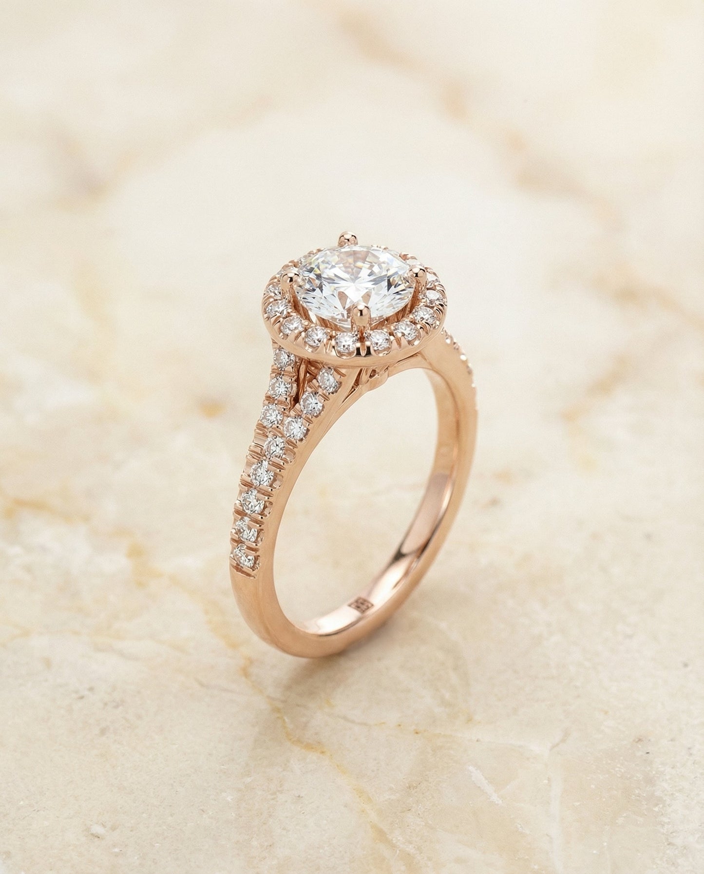 Calliope Select Petite Split Shank Halo in 14K Yellow Gold – view 2