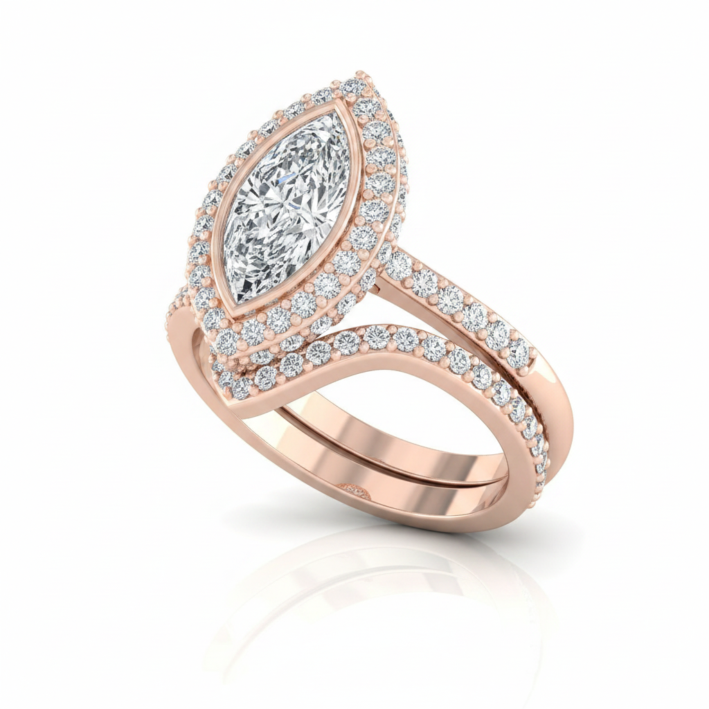 The Piper Matching Wedding Band, Marquise in 14K Rose Gold