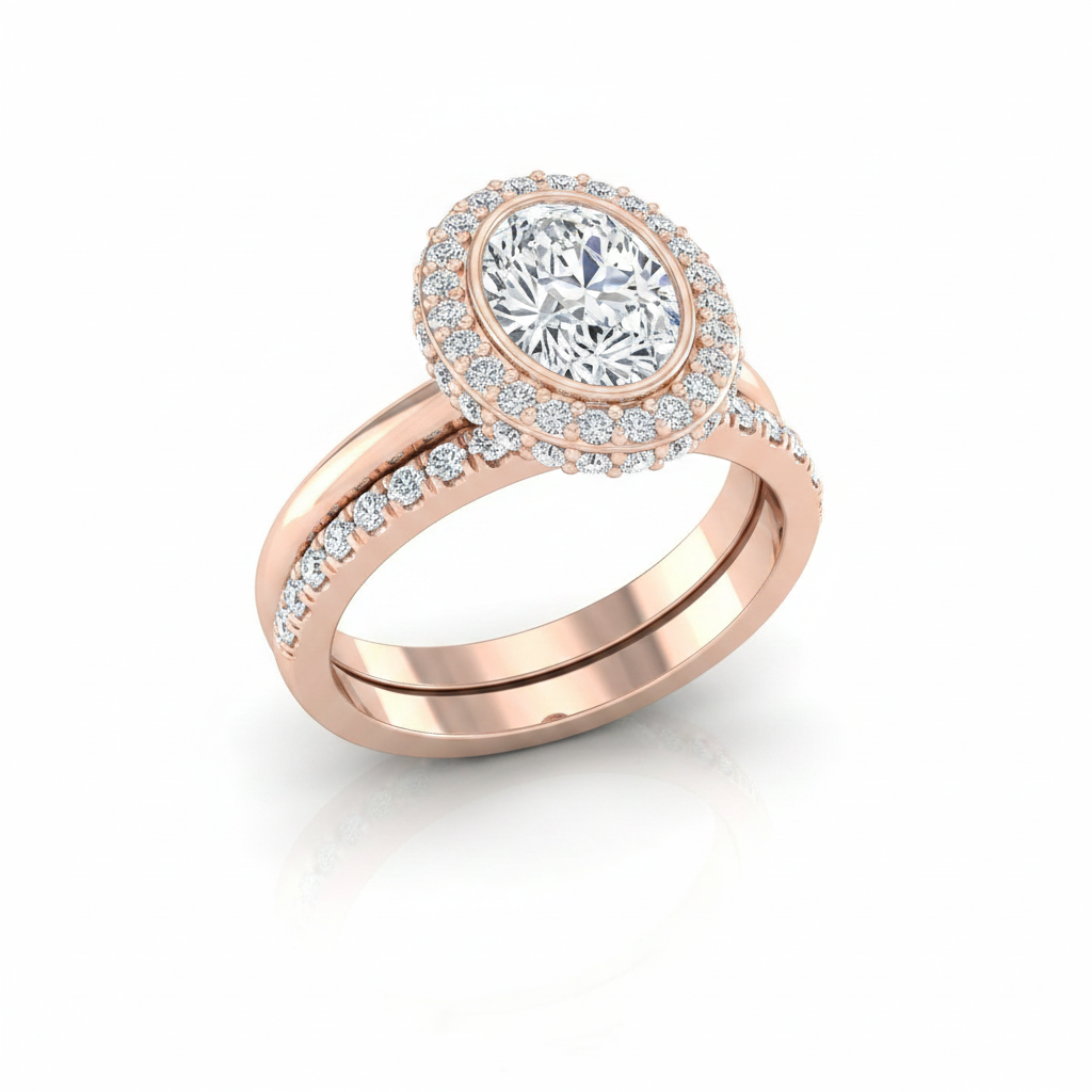 The Piper Matching Wedding Band, Oval in 14K Rose Gold
