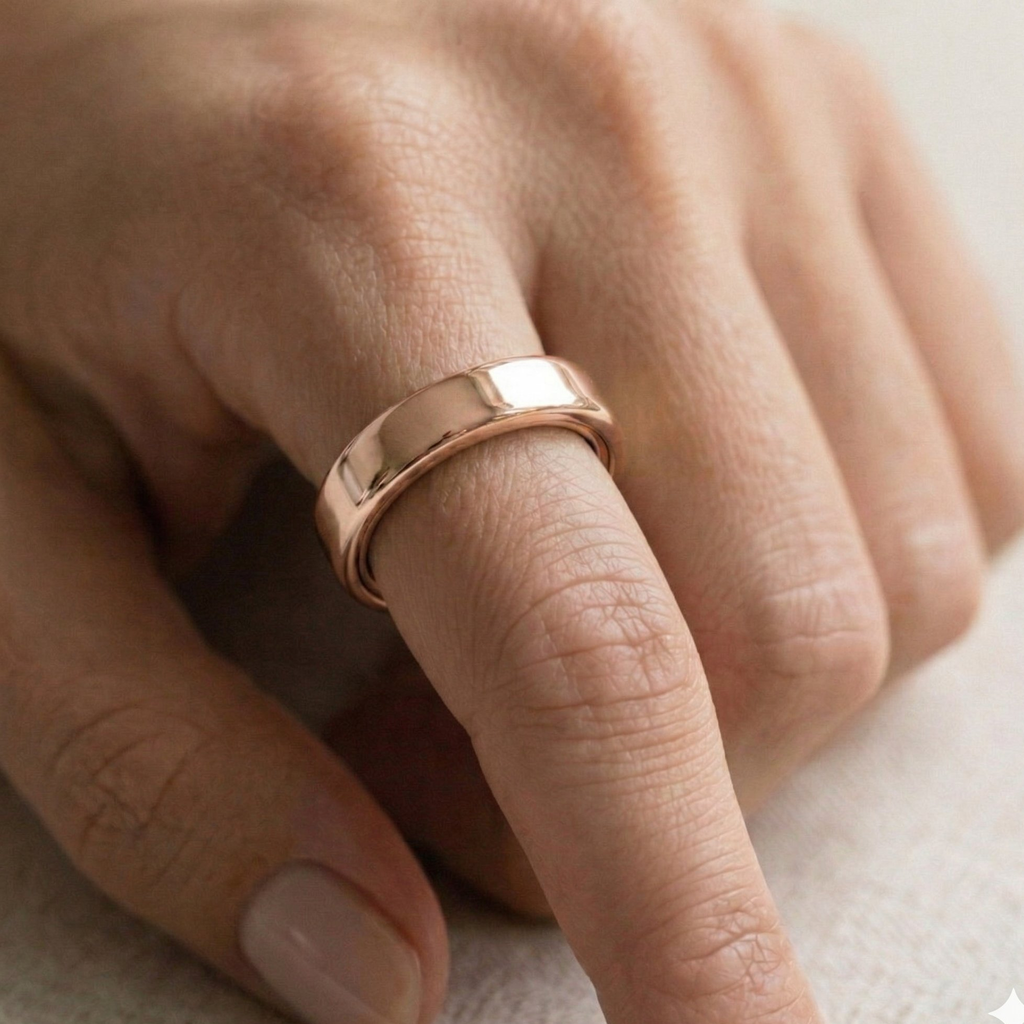 Do NOT get the Rose Gold!!! : r/ouraring Oura Rose Gold Wide High-Shine Band Ring display picture 1