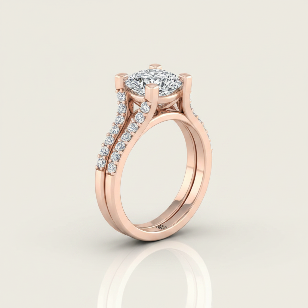 The Presley Matching Wedding Band, Cushion in 14K Rose Gold