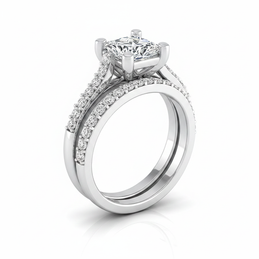 The Presley Matching Wedding Band, Princess in 18K White Gold
