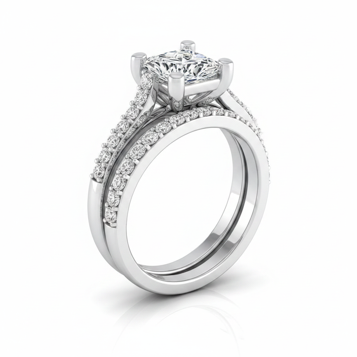The Presley Matching Wedding Band, Princess in 18K White Gold