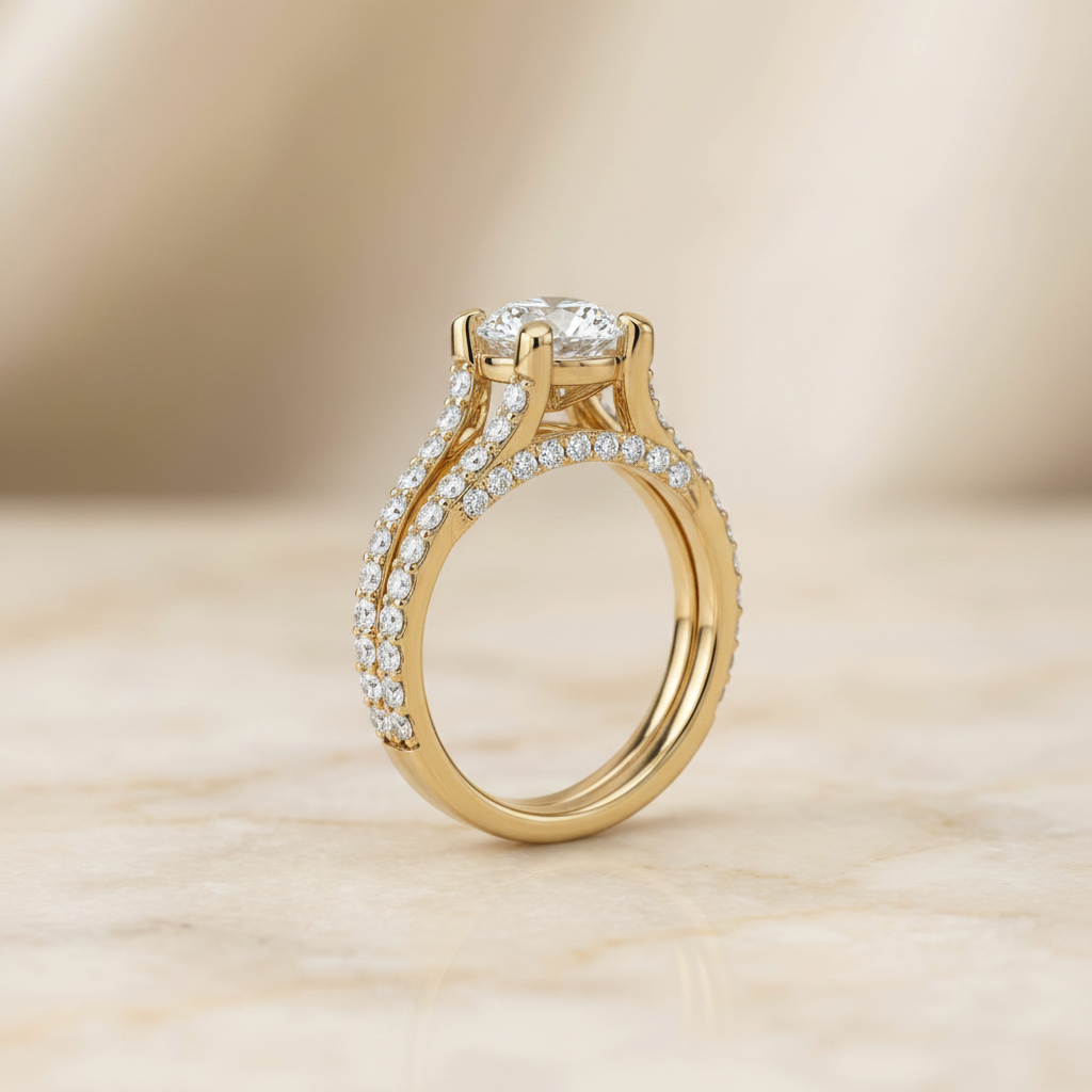 The Presley Matching Wedding Band, Round in 18K Yellow Gold